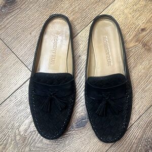 Robert Zur Black Suede Basket Weave Mule Size 9M
